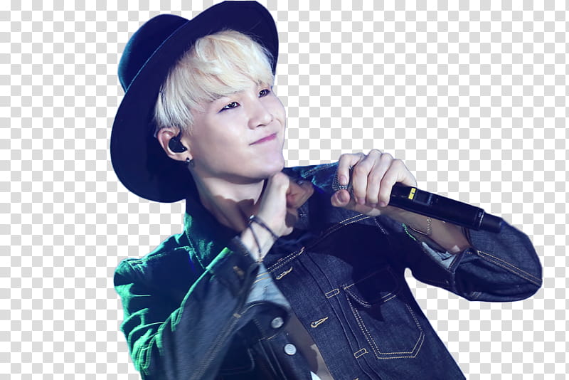 min yoongi , man holding microphone transparent background PNG clipart