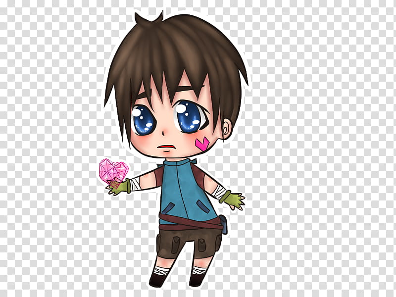 chibi boy, male character holding flower transparent background PNG clipart