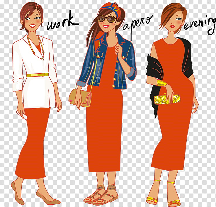 Orange, Dress, Fashion, Drawing, Fashion Design, Kokerjurk, Long Dress, Costume transparent background PNG clipart
