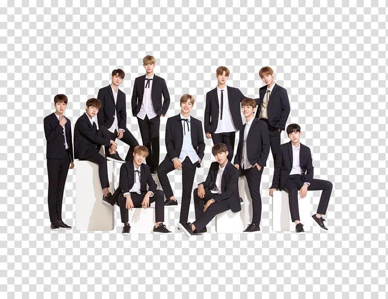 WANNA ONE X Ivy Club P, men sitting and standing transparent background PNG clipart