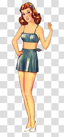  Pin Up Girls s, woman wearing blue sleeveless top and skirt illustration transparent background PNG clipart