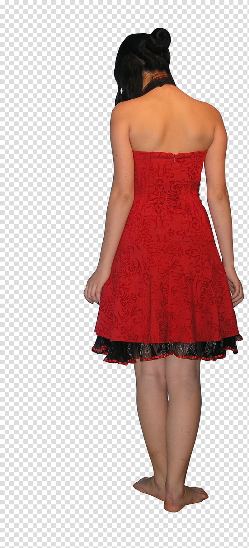 Noree Heart , woman in red and black halter open-back dress transparent background PNG clipart