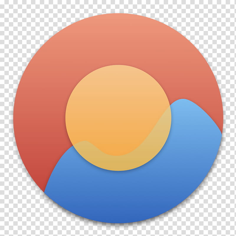 Flux for macOS, round orange, blue, and yellow logo transparent background PNG clipart
