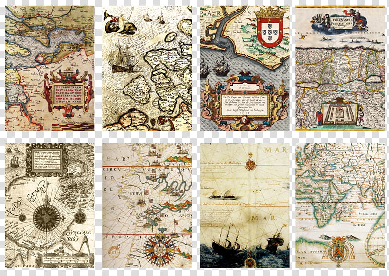 Ancient maps, white and black floral area rug transparent background PNG clipart