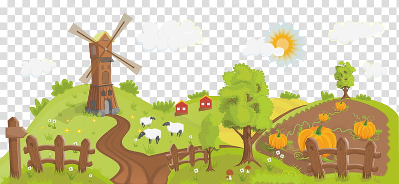 Cartoon Nature, Drawing, Cartoon, Natural Landscape, Tree, Animation, Grass, Meadow transparent background PNG clipart