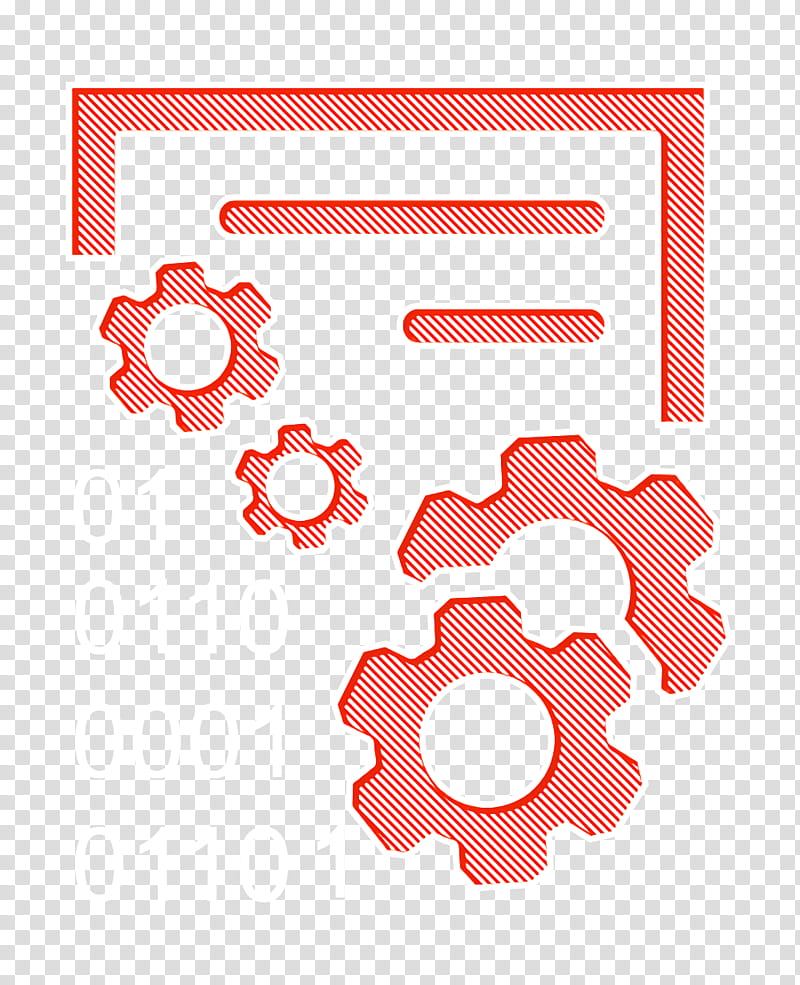 Data icon interface icon Data management interface symbol with gears and binary code numbers icon, Data Icons Icon, Orange, Line, Circle transparent background PNG clipart