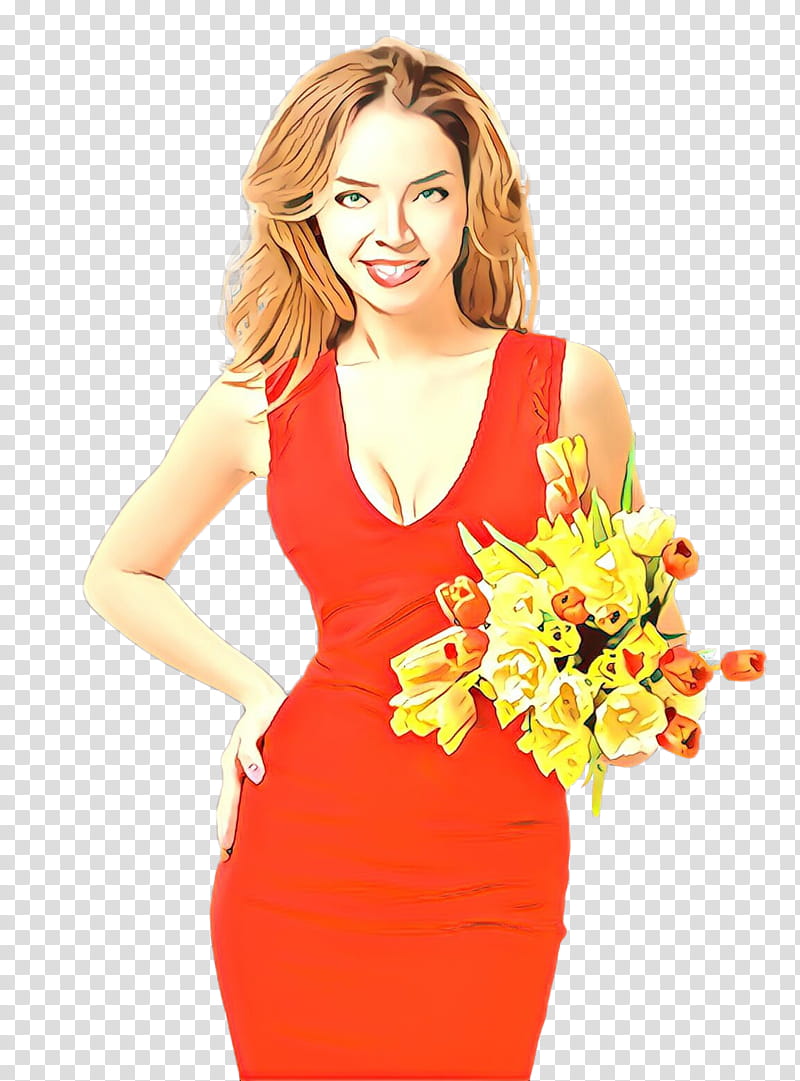 Orange, Clothing, Red, Beauty, Dress, Yellow, Fashion Model, Shoot, Cocktail Dress, Plant transparent background PNG clipart