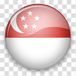 Asia Win, white and red flag ball icon transparent background PNG clipart