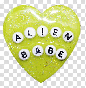 Green aesthetic, alien babe heart decor transparent background PNG clipart