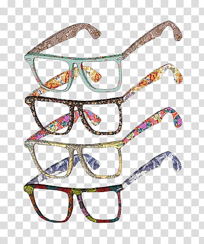 Miscellaneous s, four assorted-color framed eyeglasses illustration transparent background PNG clipart