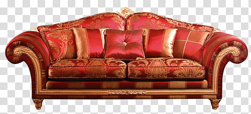 red and brown -seat sofa transparent background PNG clipart