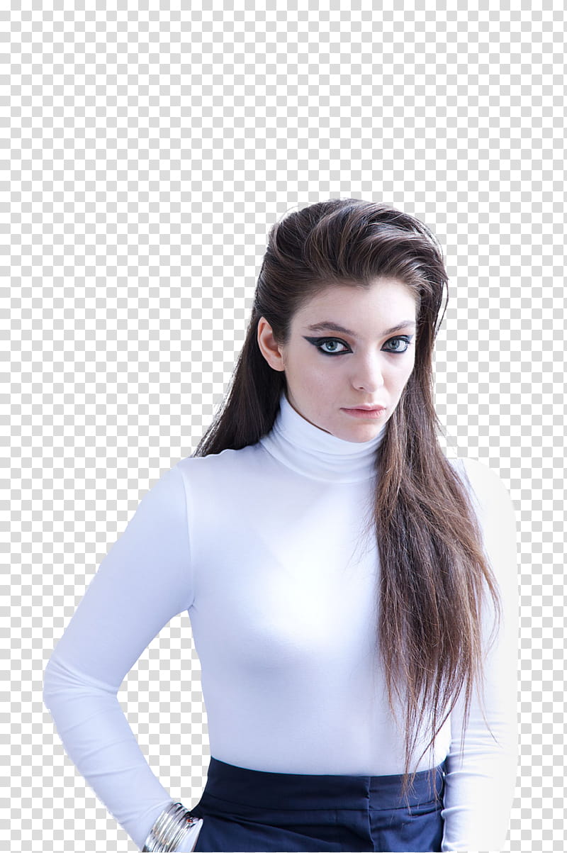 Lorde , woman wearing white turtleneck long-sleeved top \ transparent background PNG clipart