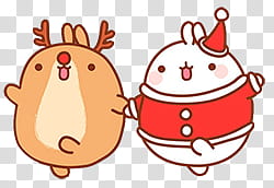 Molang, two white and brown hamster characters transparent background PNG clipart