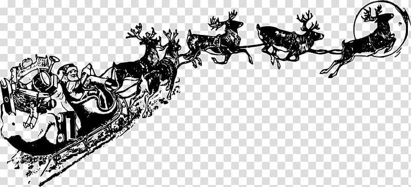 Santa Claus Drawing, Reindeer, Sled, Christmas Day, Santa Clauss Reindeer, Rudolph, Holiday, Chariot transparent background PNG clipart