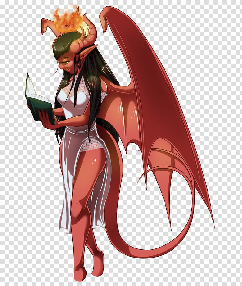 Rebalyn, demon woman reading book illustration transparent background PNG clipart