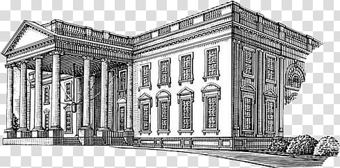 B and W, black and white Lincoln Memorial building sketch transparent background PNG clipart