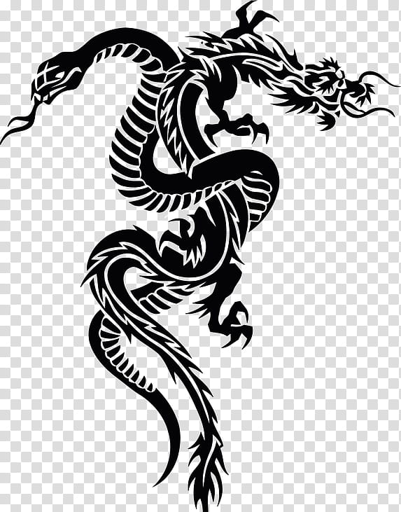 Chinese Dragon, Snakes, Xenodermus, Drawing, Black And White
, Tree, Temporary Tattoo, Joint, Visual Arts transparent background PNG clipart