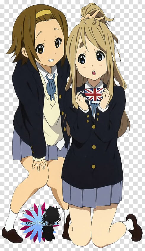 Ritsu and Mugi Render, two women standing and kneeling illustration transparent background PNG clipart
