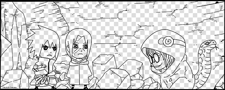 Naruto  Sasuke And Itachi VS Kabuto Line Art transparent background PNG clipart