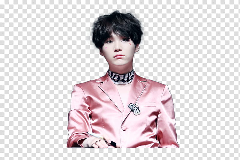 min yoongi , man wearing pink notched lapel suit jacket transparent background PNG clipart