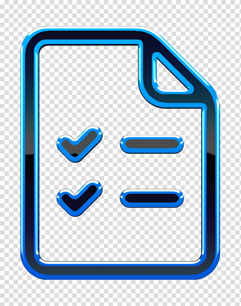checklist icon checkmark icon document icon, Blue, Line, Electric Blue, Rectangle, Symbol transparent background PNG clipart