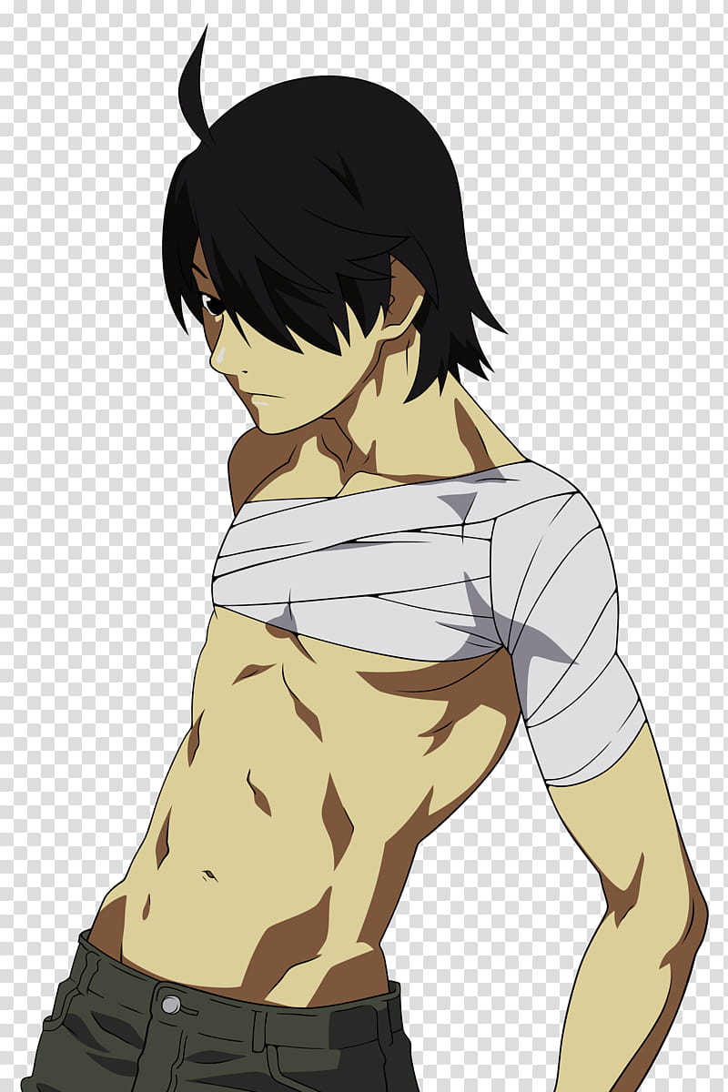 Araragi Koyomi, boy anime character with black hair illustration transparent background PNG clipart