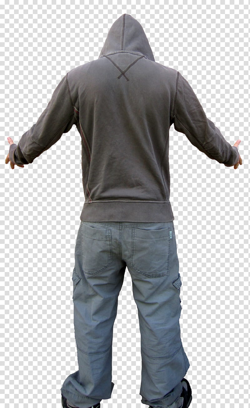 Standingback, person in black hoodie transparent background PNG clipart