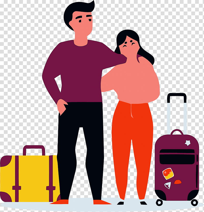 couple lover, Suitcase, Hand Luggage, Cartoon, Baggage, Luggage And Bags, Magenta transparent background PNG clipart