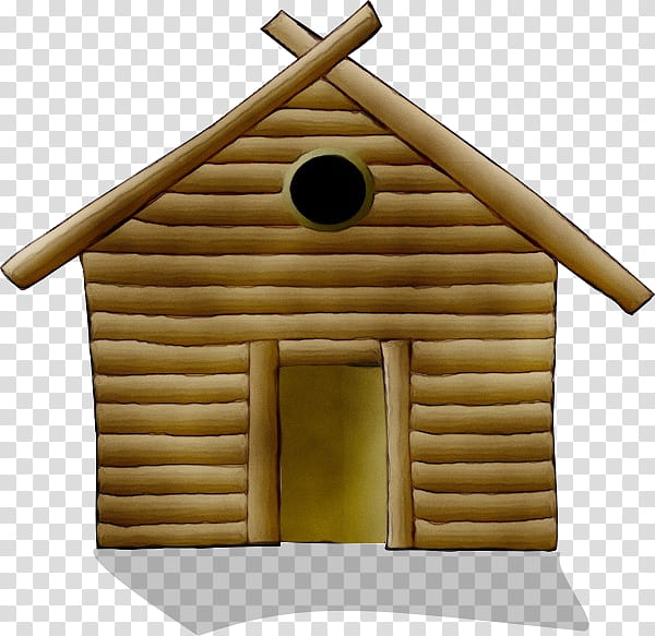 Transparency Log cabin Building House Television, Watercolor, Paint, Wet Ink, Cottage, Birdhouse, Roof, Wooden Block transparent background PNG clipart