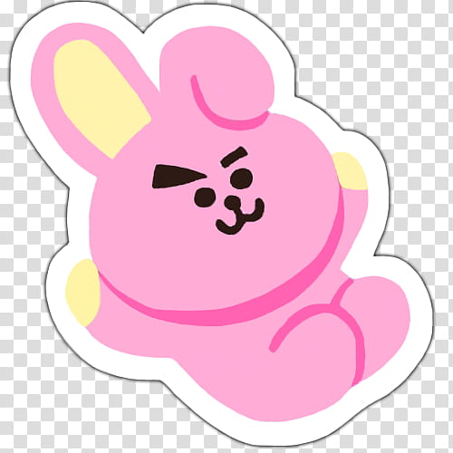 BT Cooky Sticker, pink bunny card transparent background PNG clipart