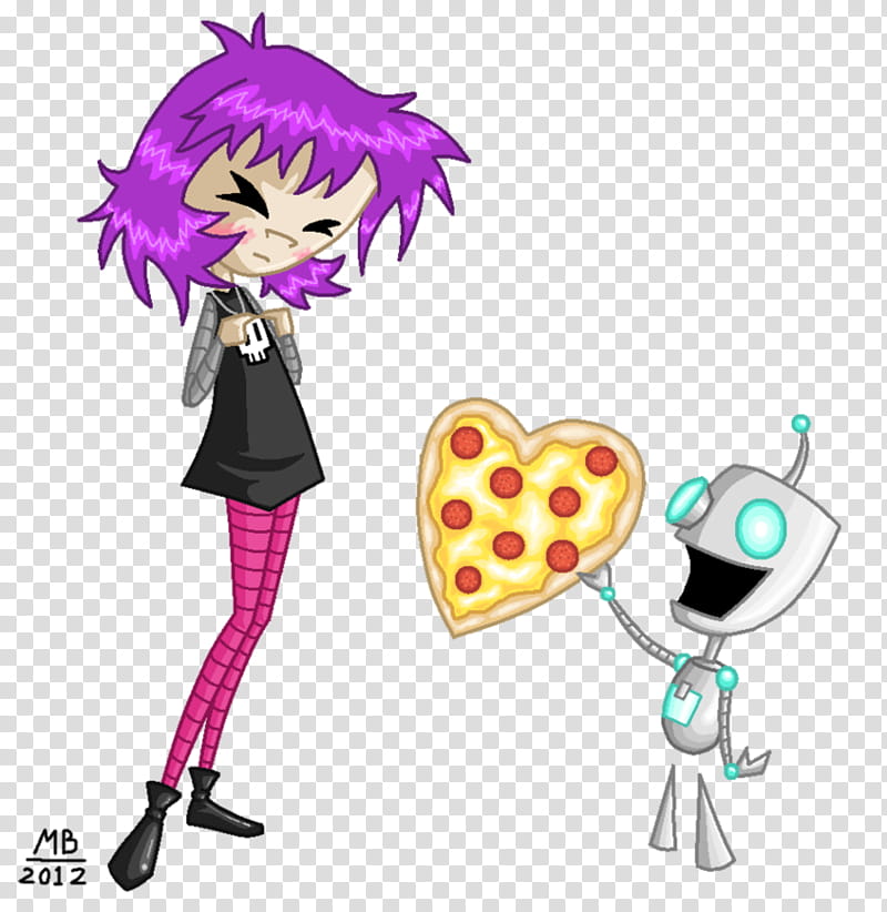 Group Theme: Love, GaGir Pizza Love, robot holding heart pizza illustration transparent background PNG clipart