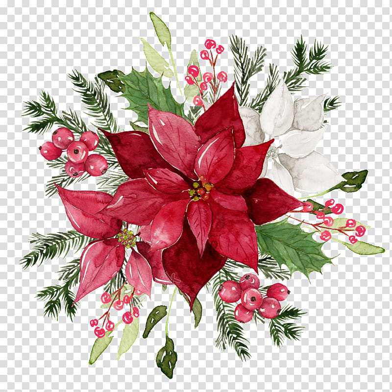 Watercolor Floral, Floral Design, Watercolor Painting, Watercolor Flowers, Cut Flowers, Christmas Ornament, Flower Bouquet, Christmas Decoration transparent background PNG clipart
