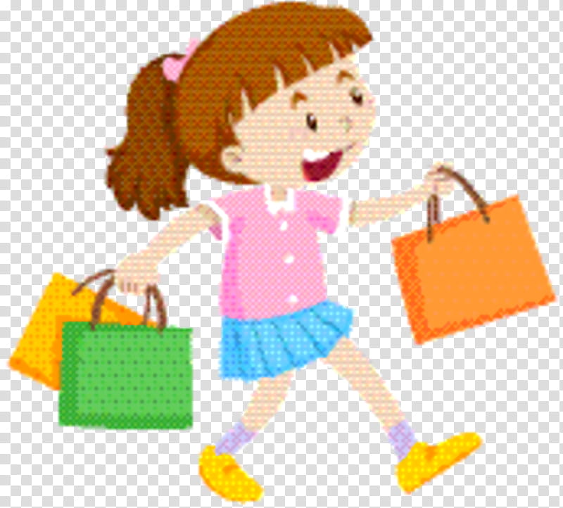 Girl, Shopping, Shopping Bag, Cartoon, Play, Sharing, Toy, Child transparent background PNG clipart