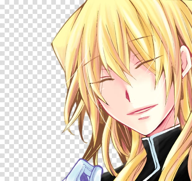 PH Colorings, smiling long blonde haired male anime character transparent background PNG clipart