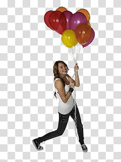 Varia, Miley Cyrus holding floating balloons transparent background PNG clipart