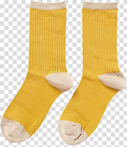 AESTHETIC, pair of yellow and white socks transparent background PNG clipart