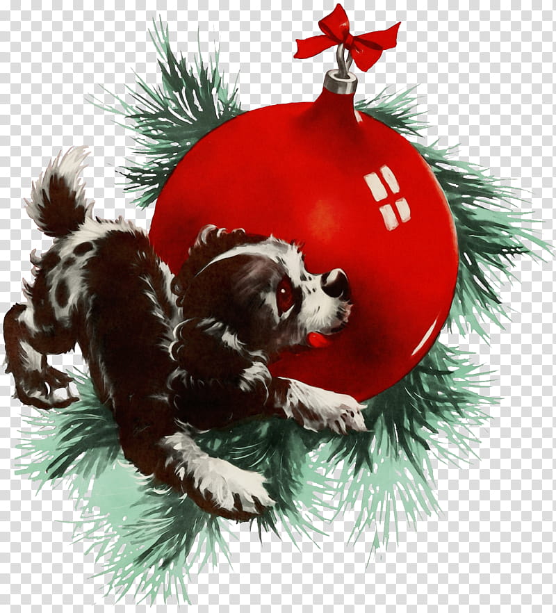 Christmas ornament, Watercolor, Paint, Wet Ink, Christmas Decoration, Dog, Holiday Ornament, English Springer Spaniel transparent background PNG clipart