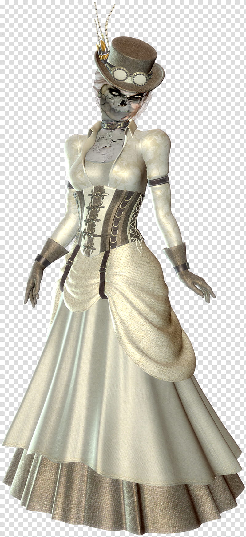 Victorian Zombie, female character wearing white and gray dress illustration transparent background PNG clipart