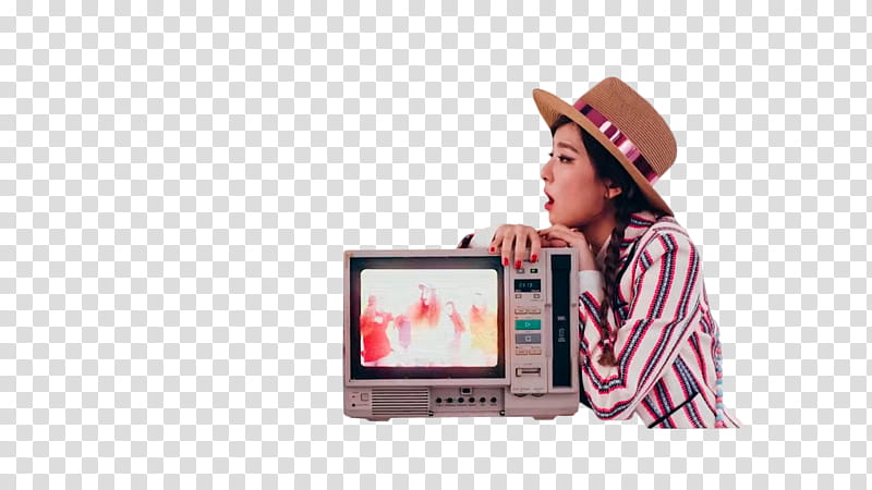 Red Velvet , woman leaning on TV illustration transparent background PNG clipart