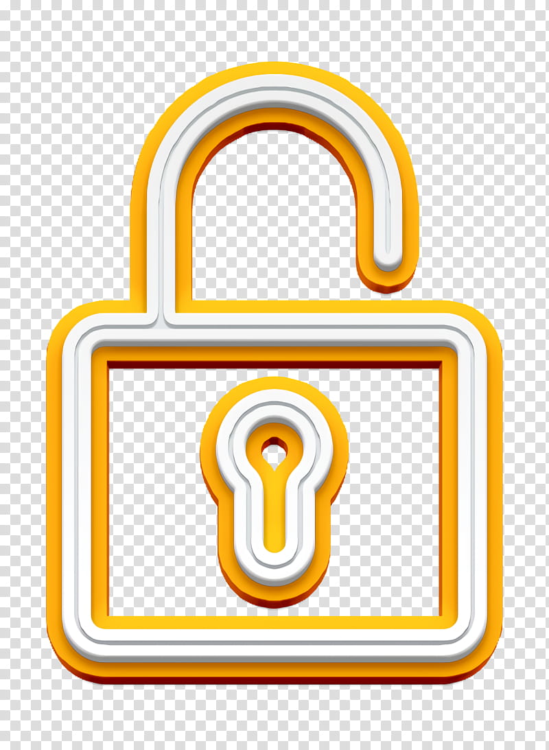 Padlock icon Lock icon Miscellaneous Elements icon, Yellow, Line, Symbol, Security, Rectangle transparent background PNG clipart