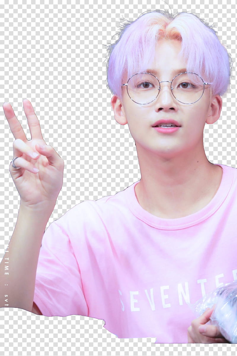 JEONGHAN SEVENTEEN, pink haired male kpop group member transparent background PNG clipart