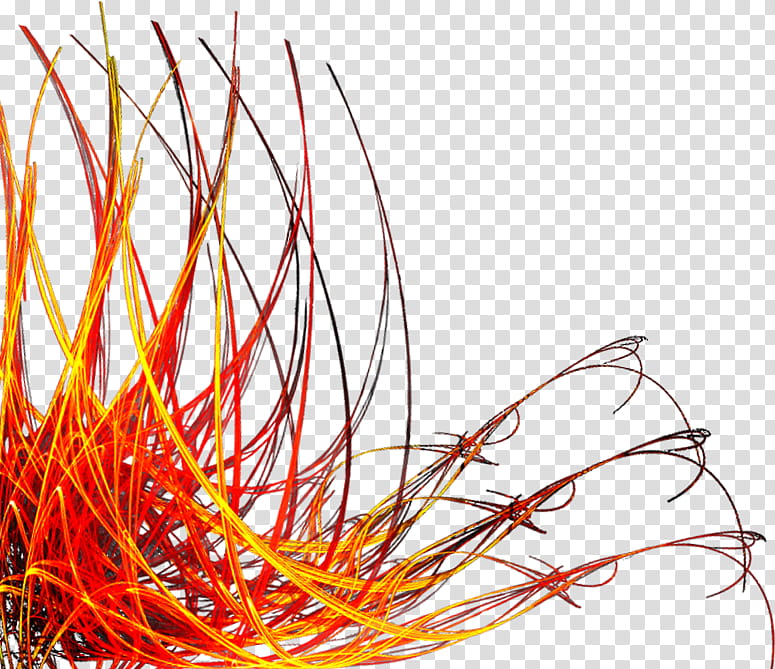 Flaming Decor Fractal, yellow and red leaves transparent background PNG clipart