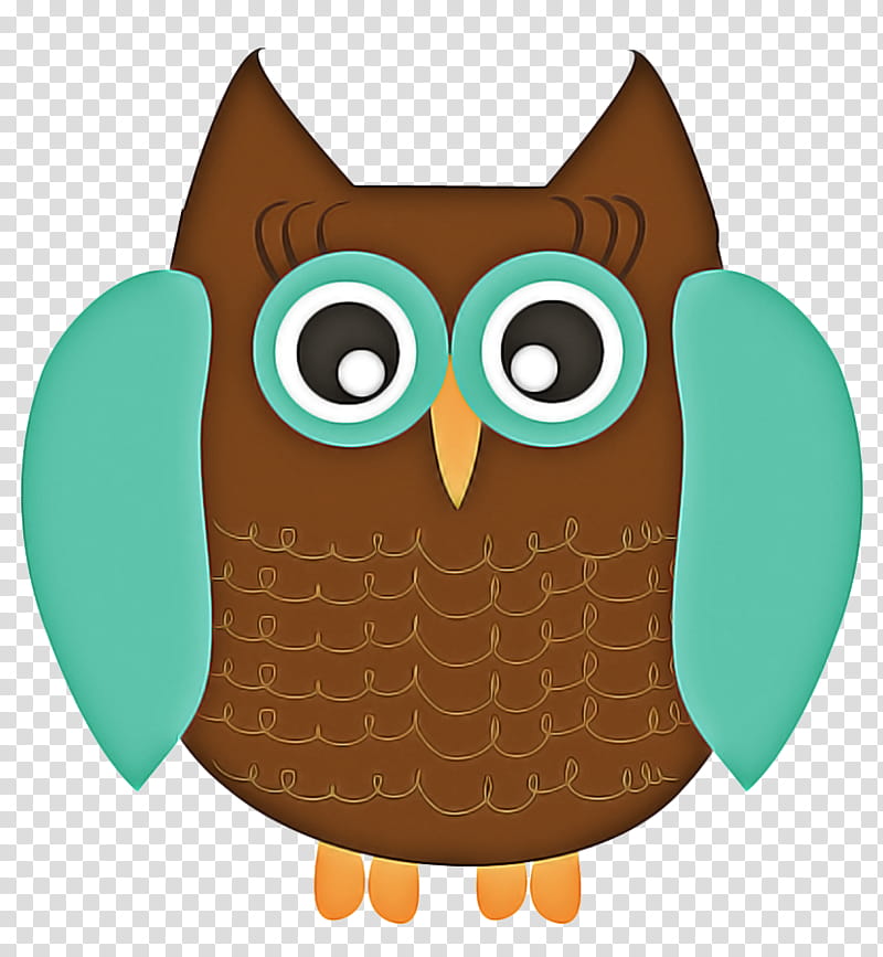 owl cartoon bird of prey brown, Turquoise, Eastern Screech Owl transparent background PNG clipart