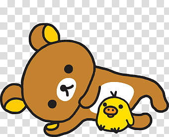 Rilakkuma, brown and yellow bear emoji illustration transparent background PNG clipart