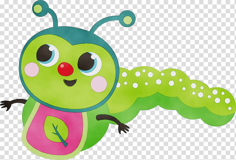 Baby toys, Watercolor, Paint, Wet Ink, Caterpillar, Insect, Larva, Green transparent background PNG clipart