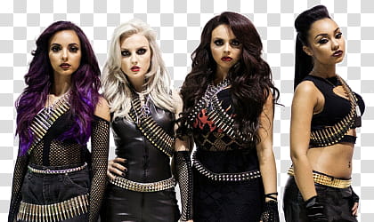 Little Mix, four women wearing black top transparent background PNG clipart