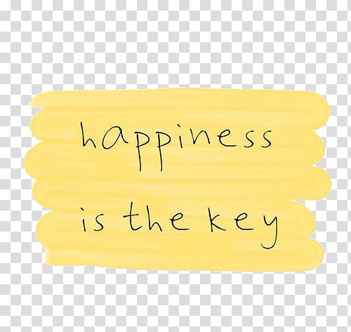 Yellow , happiness is the key text transparent background PNG clipart