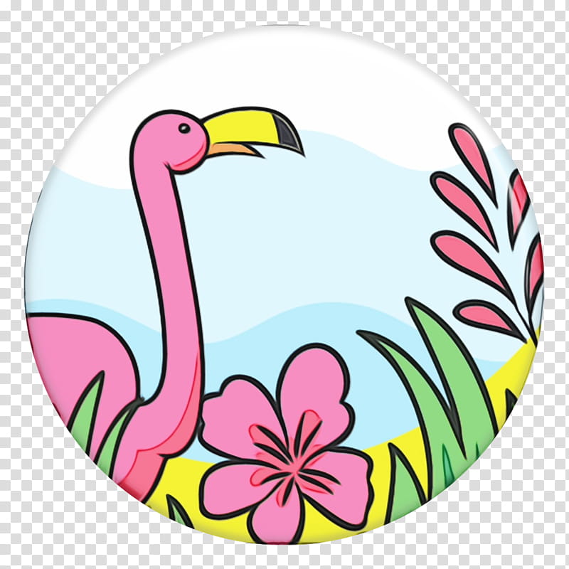 Flamingo, Watercolor, Paint, Wet Ink, Bird, Pink, Water Bird, Yellow transparent background PNG clipart