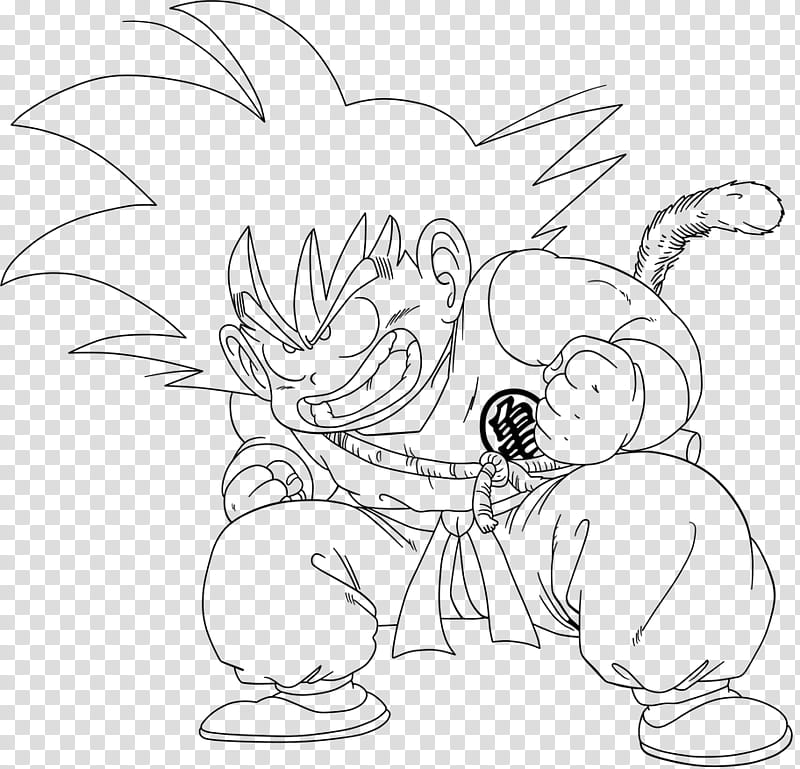 Dragon Ball, kid Goku , Lineart transparent background PNG clipart