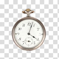 round gold-colored and white pocket watch displaying : time transparent background PNG clipart